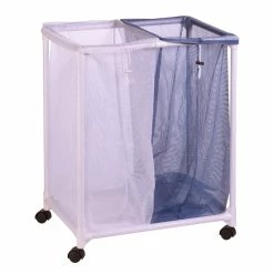Discount βοΈ Honey Can Do White/Blue Laundry Sorter, 2 Mesh Bags β€οΈ