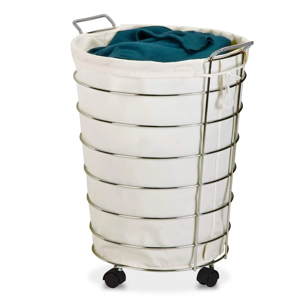 Discount β 6 Pack: Honey Can Do Chrome & White Rolling Hamper π 4 Discount β 6 Pack: Honey Can Do Chrome & White Rolling Hamper π - Image 2