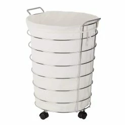 Flash Sale 👏 Honey Can Do Chrome & White Rolling Hamper ✨