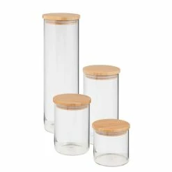 Flash Sale 🔔 8 Pack: Honey Can Do Bamboo & Glass Jar Storage Set 🎁