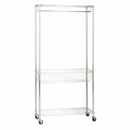 Cheap 👏 Honey Can Do Chrome Rolling Laundry Station 💯 -Honey Can Do Sales Store 29024 SHF 04272 1