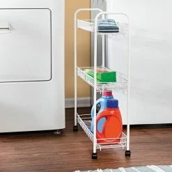Discount 😉 Honey Can Do White 3-Tier Laundry Cart ✔️ -Honey Can Do Sales Store D060692S 2