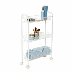 Best deal 👍 Honey Can Do White 3-Tier Mesh Narrow Rolling Cart ⌛ -Honey Can Do Sales Store D231869S 12