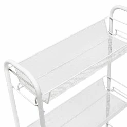 Best deal 👍 Honey Can Do White 3-Tier Mesh Narrow Rolling Cart ⌛ -Honey Can Do Sales Store D231869S 4