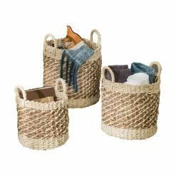 Promo ✨ 6 Packs: 3ct. (18 total) Honey Can Do Coastal Collection Nesting Tea Stained Woven Basket Set 🥰 -Honey Can Do Sales Store D231899S 2