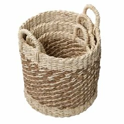 Promo ✨ 6 Packs: 3ct. (18 total) Honey Can Do Coastal Collection Nesting Tea Stained Woven Basket Set 🥰 -Honey Can Do Sales Store D231899S 3