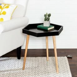 Buy 🎁 6 Pack: Honey Can Do Black Hexagon End Table 🛒 -Honey Can Do Sales Store D238831S 3 1