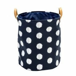 New 🌟 20" Coastal Collection Navy & Gray Dot Decorative Portable Laundry Bin by Honey Can Do ⌛ -Honey Can Do Sales Store D238834S 4
