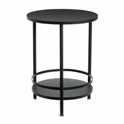 Promo 🌟 6 Pack: Honey Can Do Black 2-Tier Round Side Table ❤️ -Honey Can Do Sales Store D238838S 4 1