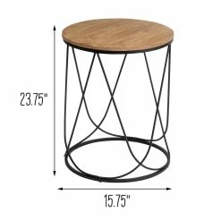 Cheapest 👍 Honey Can Do 24" Round Side Table with Natural Top ⭐ -Honey Can Do Sales Store D238840S 3