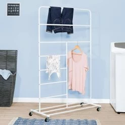 Budget 👏 Honey Can Do White Rolling Multi-Section Clothes Drying Rack 🔥 -Honey Can Do Sales Store D238842S 2