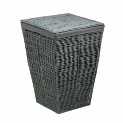 Promo 👍 22" Coastal Collection Cool Gray Laundry Hamper with Lid by Honey Can Do ✔️ -Honey Can Do Sales Store D238844S 6