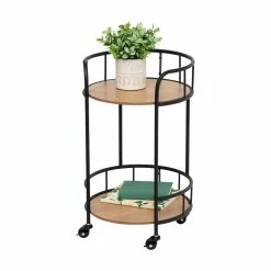 Cheapest ⭐ 6 Pack: Honey Can Do Black & Natural 2-Tier Round Side Table with Wheels ✨