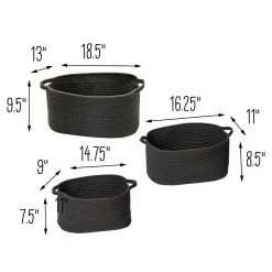 Hot Sale ✨ Honey Can Do Black Cotton Coil Baskets, 3ct. 🔥 -Honey Can Do Sales Store D238854S 5