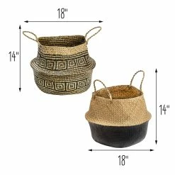 Outlet ⌛ Honey Can Do Folding Seagrass Belly Baskets, 2ct. 🌟 -Honey Can Do Sales Store D238856S 5
