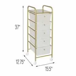 Best deal 🎁 Honey Can Do Gold 5-Drawer Rolling Storage Cart 🌟 -Honey Can Do Sales Store D296322S 2