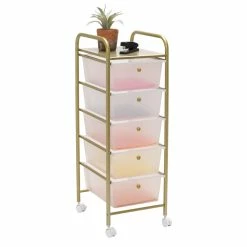 Best deal 🎁 Honey Can Do Gold 5-Drawer Rolling Storage Cart 🌟