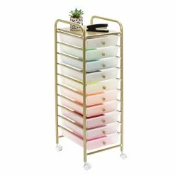 Cheap 🎉 Honey Can Do 10-Drawer Gold Rolling Storage Cart ⌛