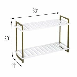 Buy ❤️ Honey Can Do Olive & White 2-Tier Tubular 👟 Shoe Rack ❤️ -Honey Can Do Sales Store D296333S 1