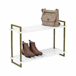 Buy ❤️ Honey Can Do Olive & White 2-Tier Tubular 👟 Shoe Rack ❤️ -Honey Can Do Sales Store D296333S 3