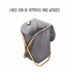 Deals 💯 Honey Can Do Gray Bamboo & Canvas Laundry Hamper 💯 -Honey Can Do Sales Store D296335S 2
