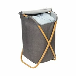 Deals 💯 Honey Can Do Gray Bamboo & Canvas Laundry Hamper 💯 -Honey Can Do Sales Store D296335S 3