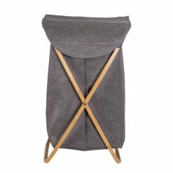 Deals 💯 Honey Can Do Gray Bamboo & Canvas Laundry Hamper 💯 -Honey Can Do Sales Store D296335S 5
