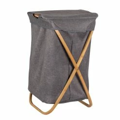 Deals 💯 Honey Can Do Gray Bamboo & Canvas Laundry Hamper 💯 -Honey Can Do Sales Store D296335S 6