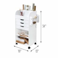 Outlet ✔️ Honey Can Do 3-Drawer White Rolling Craft Cart with Drawers & Slotted Compartments 🤩 -Honey Can Do Sales Store D582780S 16