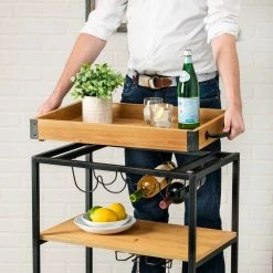 Flash Sale ✨ Honey Can Do Industrial Rolling Bar Cart with Removable Serving Tray 🌟 -Honey Can Do Sales Store D582781S 10