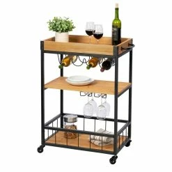 Flash Sale ✨ Honey Can Do Industrial Rolling Bar Cart with Removable Serving Tray 🌟 -Honey Can Do Sales Store D582781S 8