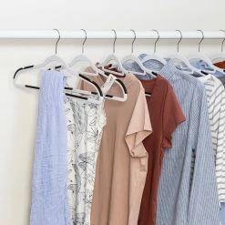 Flash Sale 👍 6 Packs: 50 ct. (300 total) Honey Can Do White & Black Rubber Grip No-Slip Plastic Hangers ⌛ -Honey Can Do Sales Store D587165S 10