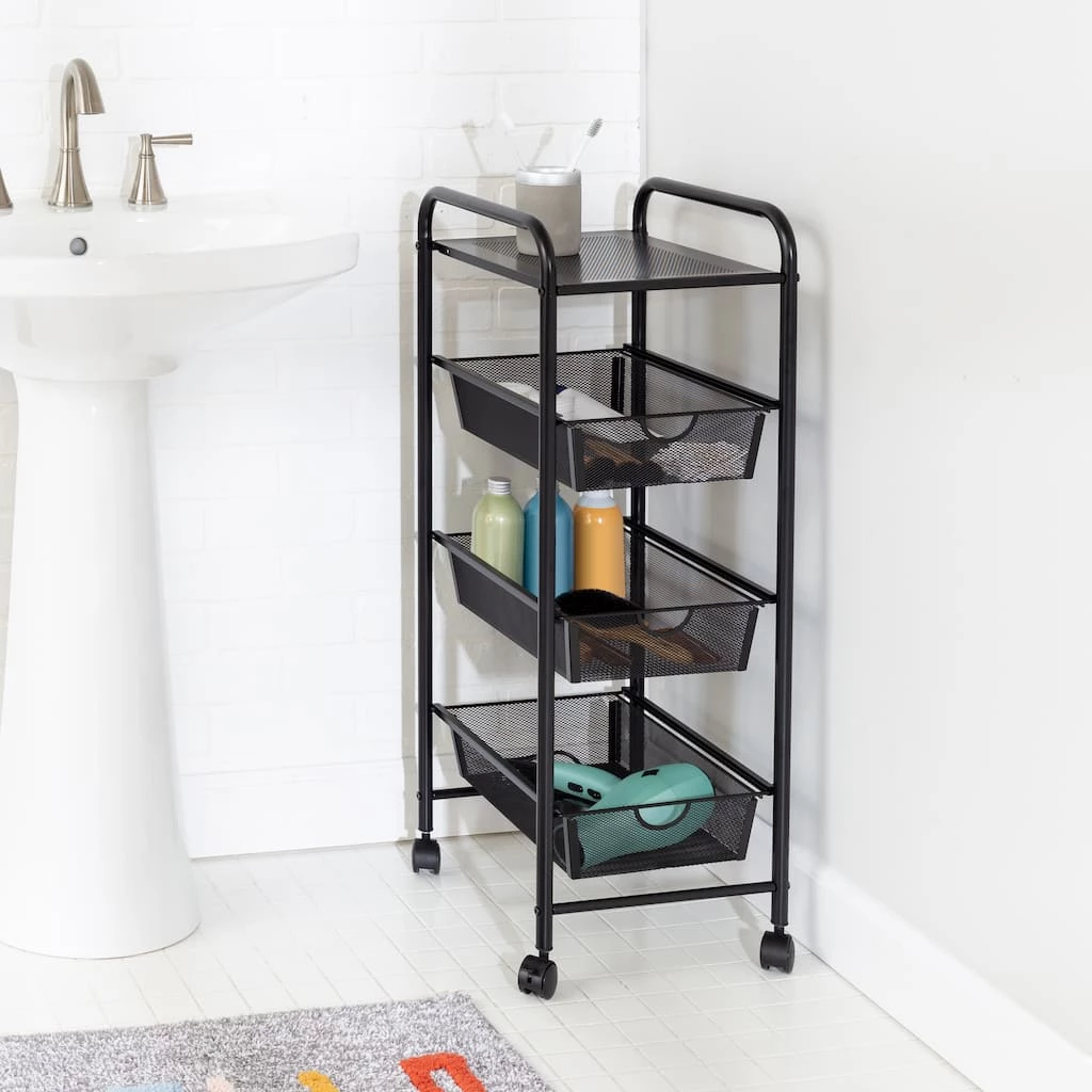 New π― Honey Can Do Black Metal 3-Drawer Rolling Storage Cart 𧨠4 New π― Honey Can Do Black Metal 3-Drawer Rolling Storage Cart 𧨠- Image 2
