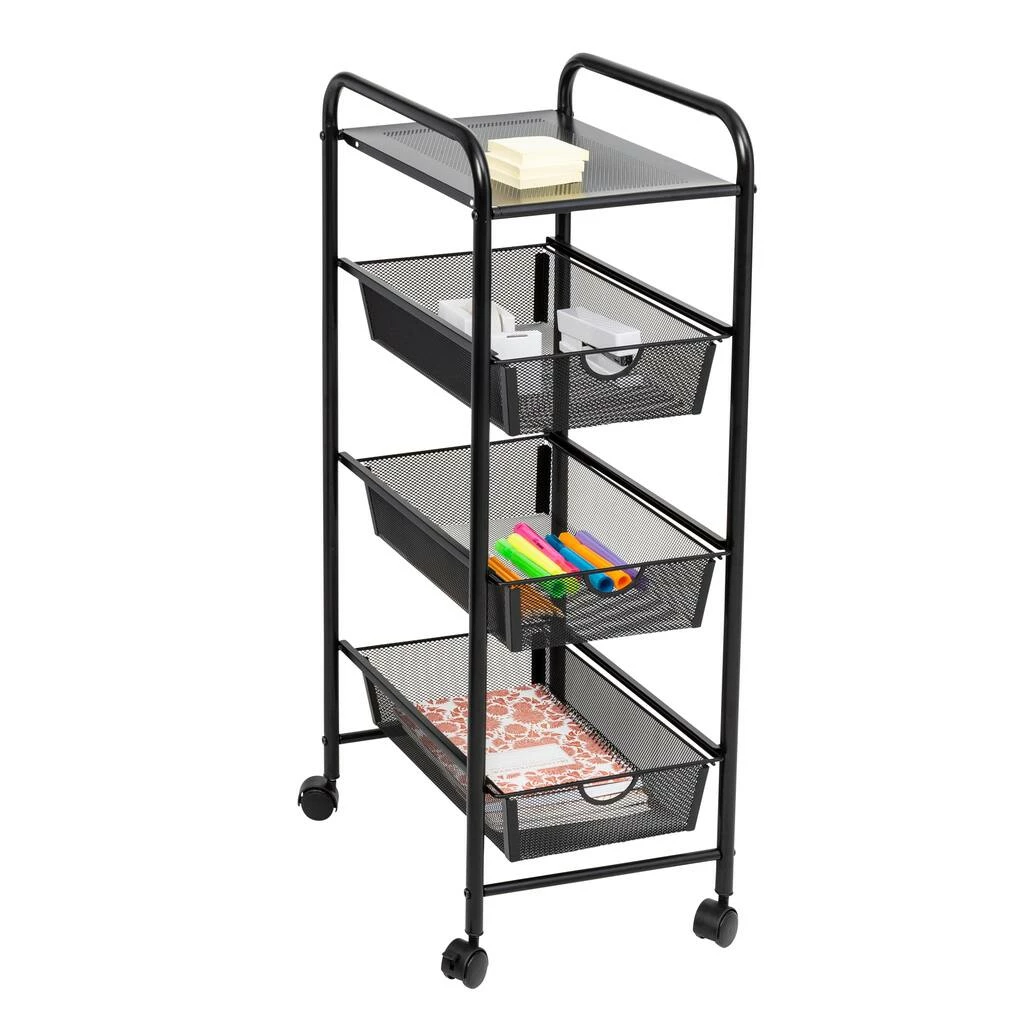 New π― Honey Can Do Black Metal 3-Drawer Rolling Storage Cart 𧨠7 New π― Honey Can Do Black Metal 3-Drawer Rolling Storage Cart 𧨠- Image 5