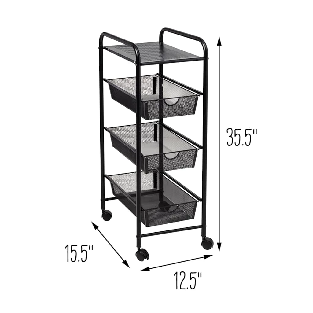 New π― Honey Can Do Black Metal 3-Drawer Rolling Storage Cart 𧨠10 New π― Honey Can Do Black Metal 3-Drawer Rolling Storage Cart 𧨠- Image 8