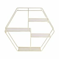 Cheap ✔️ Honey Can Do 21" Gold Hexagonal Decorative 4-Tier Metal Wall Shelf 👍 -Honey Can Do Sales Store D598021S 6
