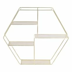 Outlet 💯 6 Pack: Honey Can Do 21" Gold Hexagonal Decorative 4-Tier Metal Wall Shelf 👏 -Honey Can Do Sales Store D598021S 7 1