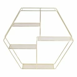 Cheap ✔️ Honey Can Do 21" Gold Hexagonal Decorative 4-Tier Metal Wall Shelf 👍 -Honey Can Do Sales Store D598021S 7