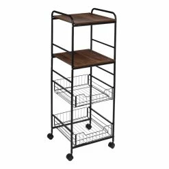 Coupon 👏 Honey Can Do Black 4-Tier Rolling Cart 🧨 -Honey Can Do Sales Store D598030S 4