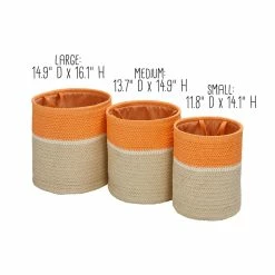 Flash Sale 🥰 Honey Can Do Orange & Beige Paper Straw Nesting Baskets with Handles Set ⌛ -Honey Can Do Sales Store D598031S 10 1