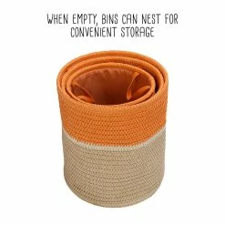 Flash Sale 🥰 Honey Can Do Orange & Beige Paper Straw Nesting Baskets with Handles Set ⌛ -Honey Can Do Sales Store D598031S 11 1