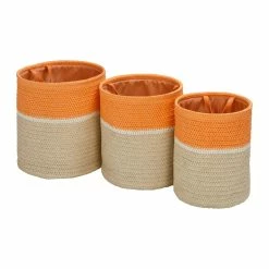 Flash Sale 🥰 Honey Can Do Orange & Beige Paper Straw Nesting Baskets with Handles Set ⌛ -Honey Can Do Sales Store D598031S 3 1