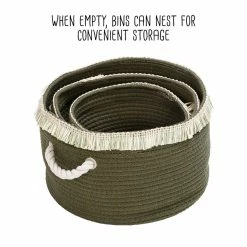 Best Pirce 🤩 Honey Can Do Olive Nesting Cotton Rope Baskets with Fringe Set 🔔 -Honey Can Do Sales Store D598034S 10