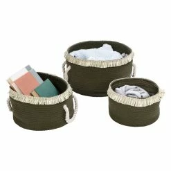 Best Pirce 🤩 Honey Can Do Olive Nesting Cotton Rope Baskets with Fringe Set 🔔 -Honey Can Do Sales Store D598034S 2