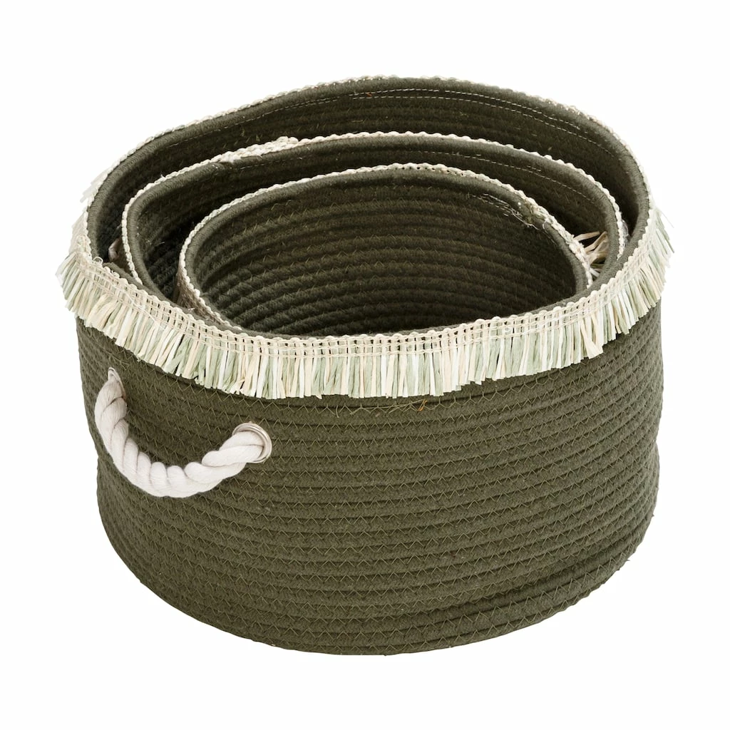 Wholesale ⌛ 6 Pack: Honey Can Do Olive Nesting Cotton Rope Baskets with Fringe Set ✔️ 6 Wholesale ⌛ 6 Pack: Honey Can Do Olive Nesting Cotton Rope Baskets with Fringe Set ✔️ - Image 4