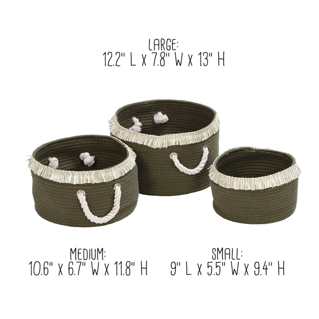 Wholesale ⌛ 6 Pack: Honey Can Do Olive Nesting Cotton Rope Baskets with Fringe Set ✔️ 11 Wholesale ⌛ 6 Pack: Honey Can Do Olive Nesting Cotton Rope Baskets with Fringe Set ✔️ - Image 9