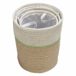 Cheapest 🔥 Honey Can Do Green & Beige Small Nesting Paper Straw Baskets with Handles Set 🔔 -Honey Can Do Sales Store D598035S 5