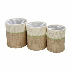 Cheapest 🔥 Honey Can Do Green & Beige Small Nesting Paper Straw Baskets with Handles Set 🔔 -Honey Can Do Sales Store D598035S 8