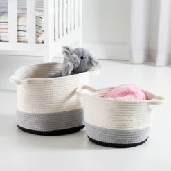 Deals 🥰 6 Packs: 2 ct. (12 total) Honey Can Do Black & White Ombré Nesting Cotton Rope Storage Baskets 😍 -Honey Can Do Sales Store D598036S 2 1