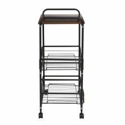 Deals ⌛ Honey Can Do Black & Natural 3-Tier Slim Rolling Cart 😍 -Honey Can Do Sales Store D598037S 10